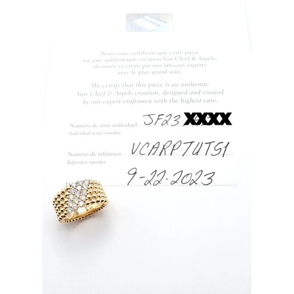 Van Cleef & Arpels 18k Yellow Gold Perlee Diamond 5 Row Band Ring Size 5.75 Cert - Picture 9 of 12